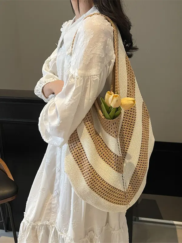 Women's Fashionable Knitted Bag, Casual Versatile Shoulder Bag for Daily Used, Trendy High-quality Daily Commuting Bag, Girl Fashionable Shopping Bag 2
