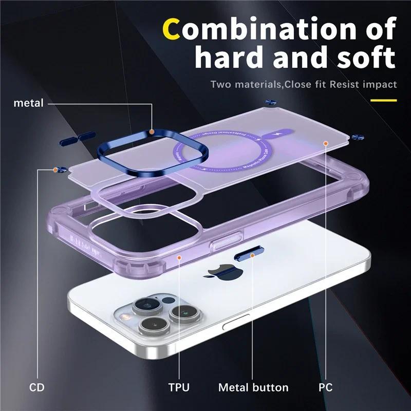 Product Introduction of Military Armor Tough Shockproof Magsafe Case For iPhone 16 15 14Pro Max 13 12 11 16 Pro Max 15 16Plus 14Plus Hybrid Matte Magnetic Wireless Charging Cover Casing 16