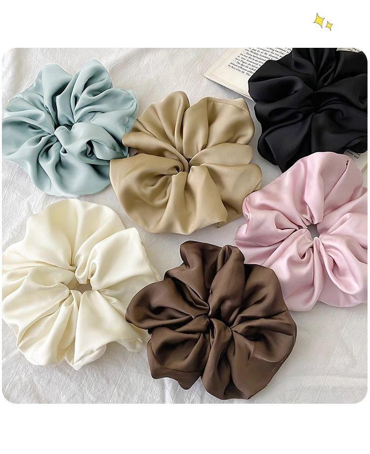 Product Introduction of Scrunchie Satin, Cỡ Lớn, Phong Cách Pháp, Dây Buộc Tóc Thanh Lịch, Phụ Kiện Tóc Búi Tóc Đơn Giản, Cho Bé Gái Và Phụ Nữ 7