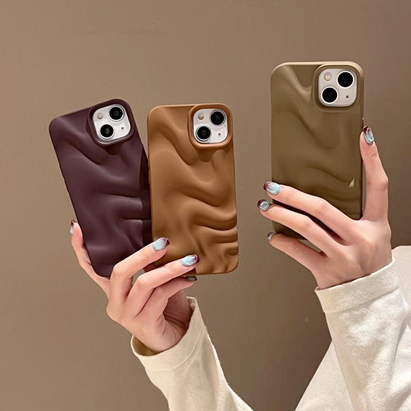 Product Introduction of Wavy Pattern Phone Case, 1 Count Solid Color Matte Phone Protective Cover, Phone Accessories Compatible with iPhone, Casing 7