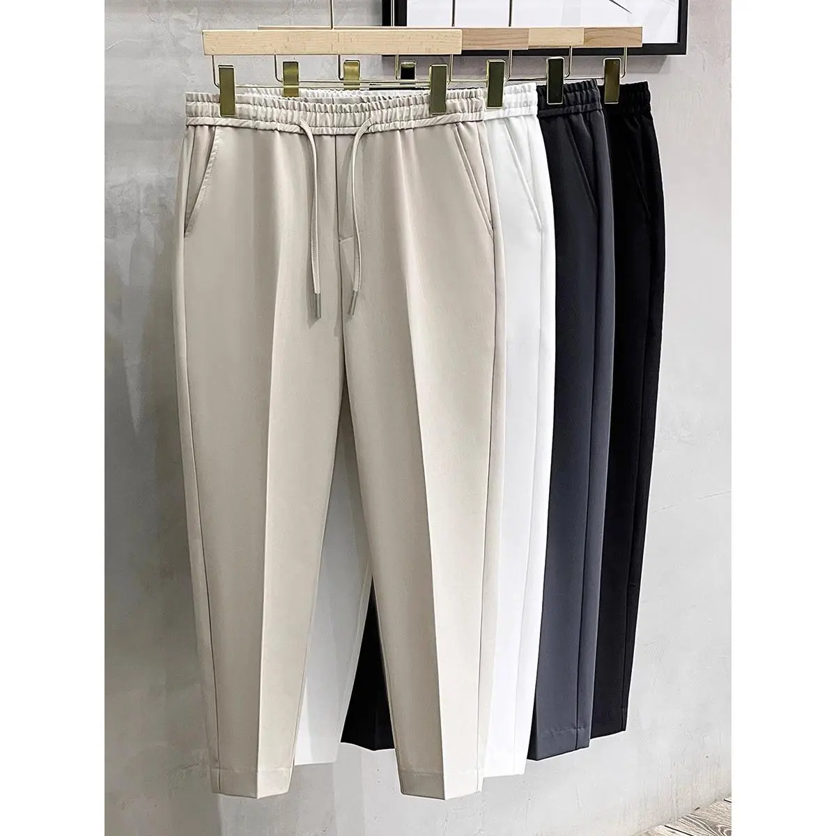 Quần Baggy Cạp Lưng Chun Nam vải Tuyết Mưa, Quần Âu Ống Suông Rộng Unisex Phong Cách Hàn Quốc Q1 Menswear Pants quana unam