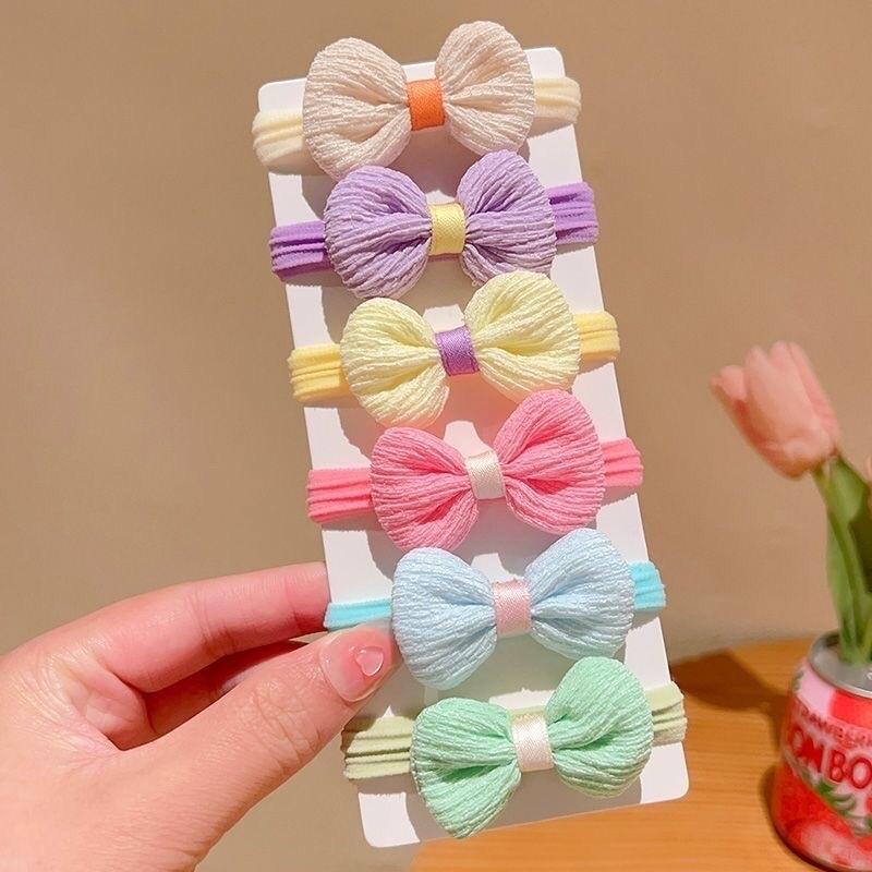 Set 2 Dây Thun Cột Tóc Nơ, Hoa Nhiều Màu Sắc Dễ Thương Dành Cho Bé Gái, dây Cột Tóc Trẻ Em Voi
