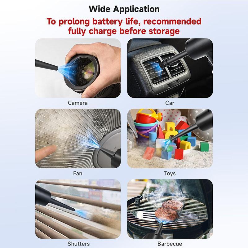 Product Introduction of USB Rechargeable Air Duster, Electric Air Blower, Multifunctional Compressed Air Duster for Car, Keyboard, Camera, Mobile Phone, Computer, Laptop 4