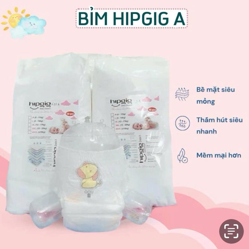 Combo 2 bịch bỉm HIPGIG A 100 miếng bỉm/ tã . Đủ size S/M/L/XL/2XL/3XL Voi balo cho bé yêu.Women