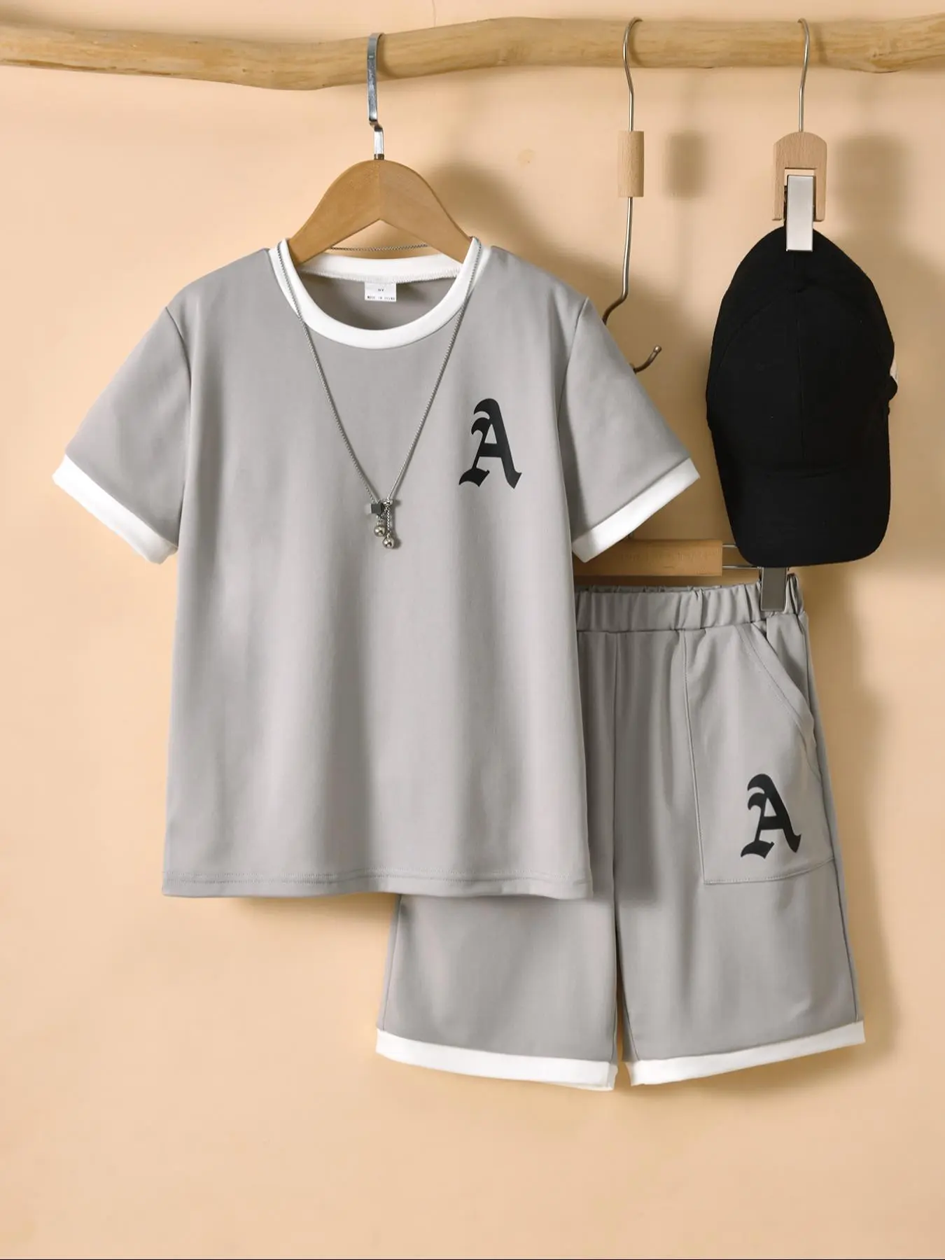 Two-piece Set  Boy's Letter Print Short Sleeve Tee & Shorts Set, Casual Round Neck T-shirt & Shorts, Summer Clothes for Kids