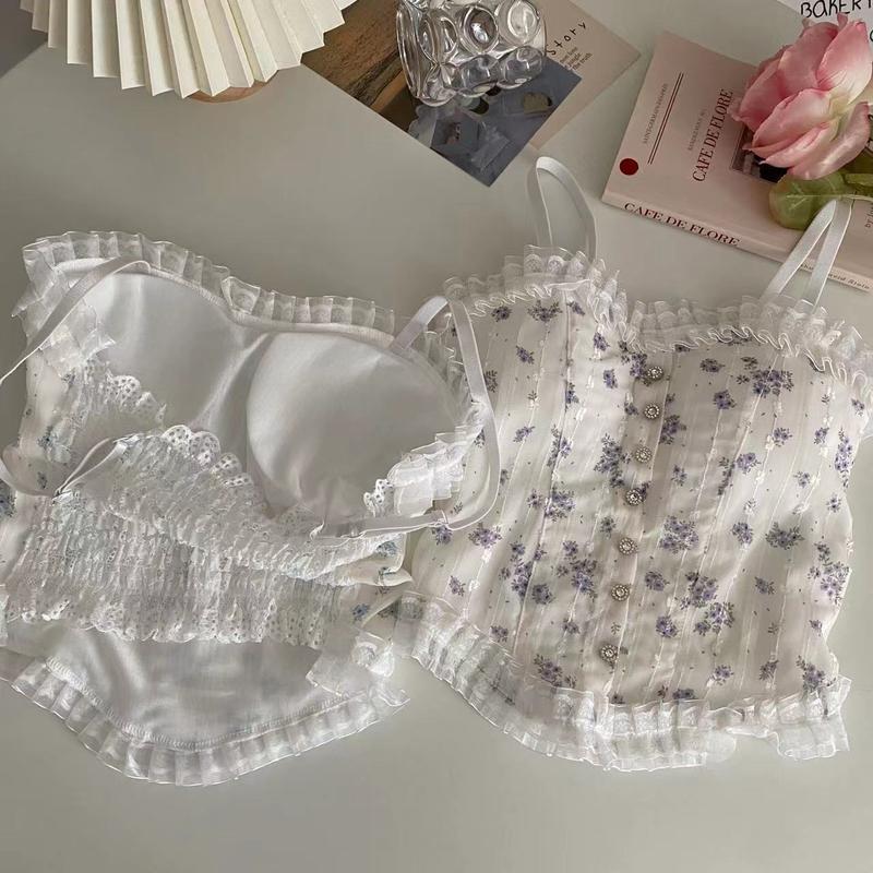 Áo Ống, Thiết Kế Đẹp Hoa Ren, Dành Cho Nữ, Có Thể Mặc Ngoài Trời, Lót Chống Lộ, Đế Độc Đáo Dây Treo Xếp Ly Có Thể Mặc Ngoài Trời 8