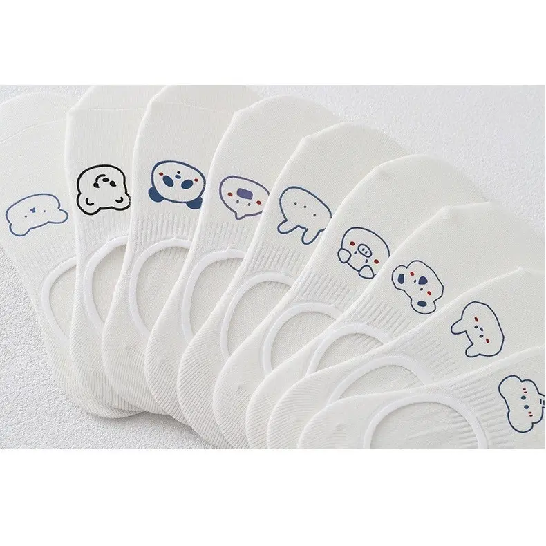 Tất trắng cổ thấp, vớ lười cotton trắng hình động vật dễ thương phong cách Hàn Quốc cho nữ LinLin’s Room 1