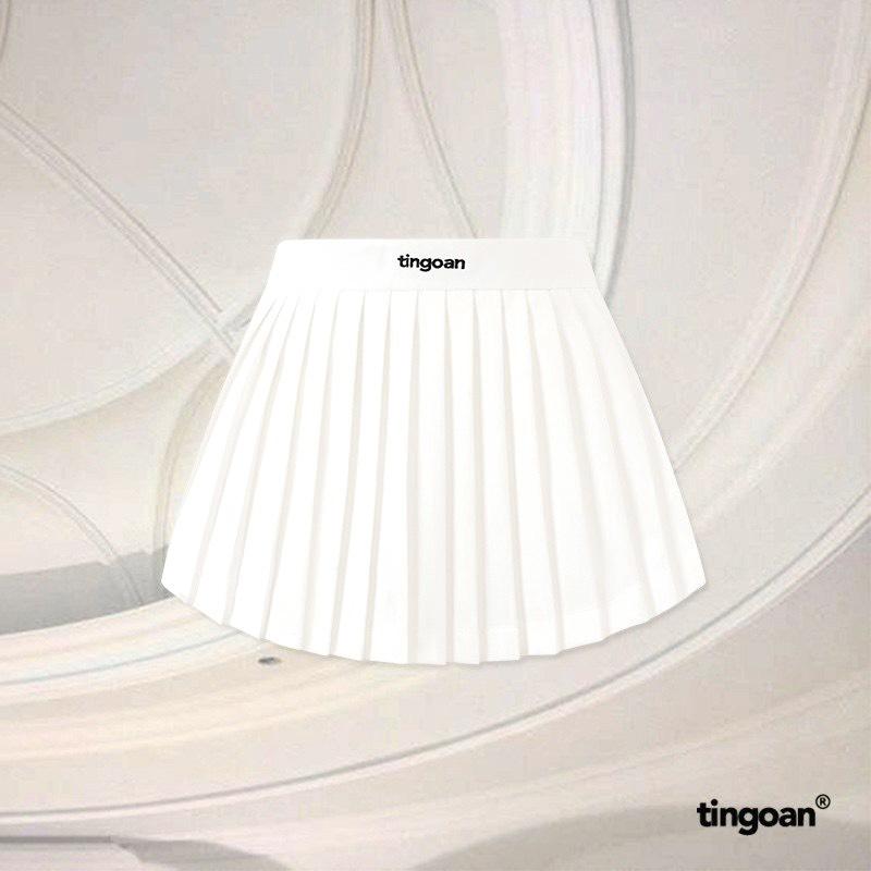 TINGOAN - Chân váy cạp cao xếp ly lượn gấu trắng nm tingoan FORGET MY EX SKIRT/WH PHIÊN BẢN MỚI T2.2025