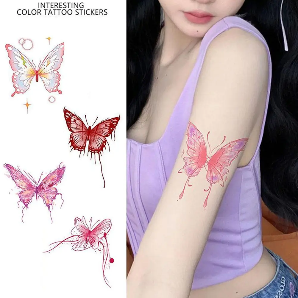 Pink Butterfly Tattoo Stickers Waterproof Stickers Durable Tattoo Stickers