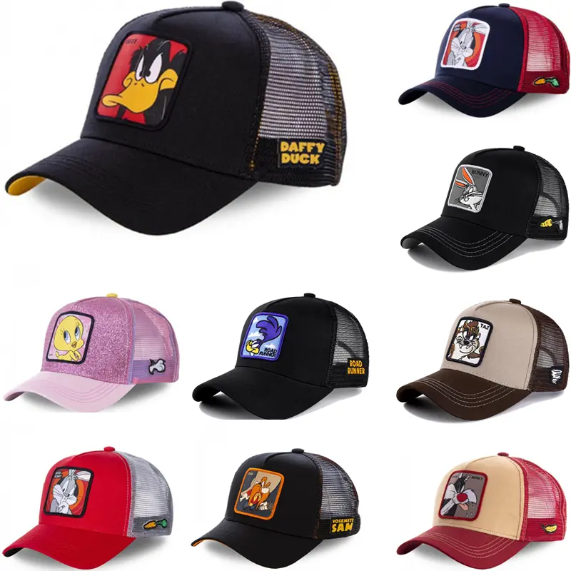 High Quality Brand Anime Cartoon Snapback Cotton  Black Baseball Cap Men Women Hip Hop Dad Mesh Hat Trucker Hat Outdoor  Sun Hat
