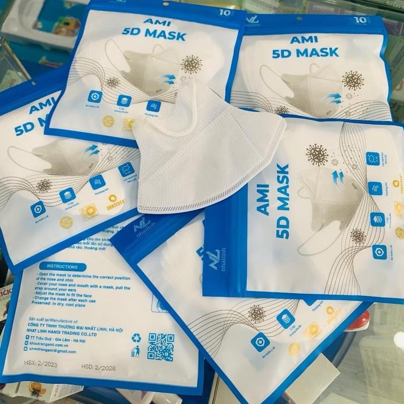 [Quà tặng không bán] Khẩu trang y tế Bio-acimin 4D KF94/ Ami 5D 4 lớp có giấy lọc kháng khuẩn, chống bụi mịn gói 10 chiếc 1