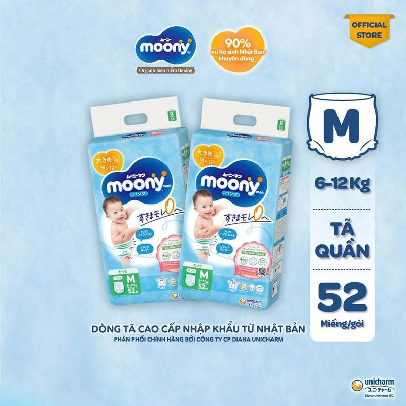 (Combo 2 bịch) Tã bỉm dán/Tã bỉm Moony Xanh siêu cao cấp cho bé bb quần