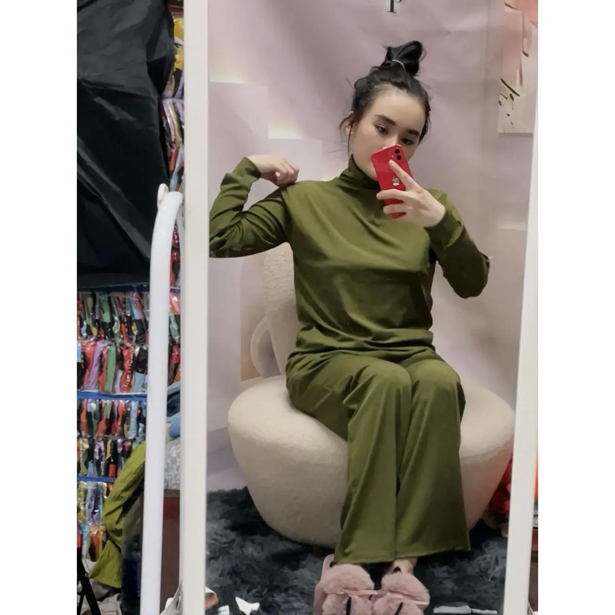 Bộ Ủ Kem Cổ Lọ, Quần Ống Xuông, Thun Gân Tăm Lạnh, Cao Cấp Size Từ 40Kg-85Kg Women Top Nữ