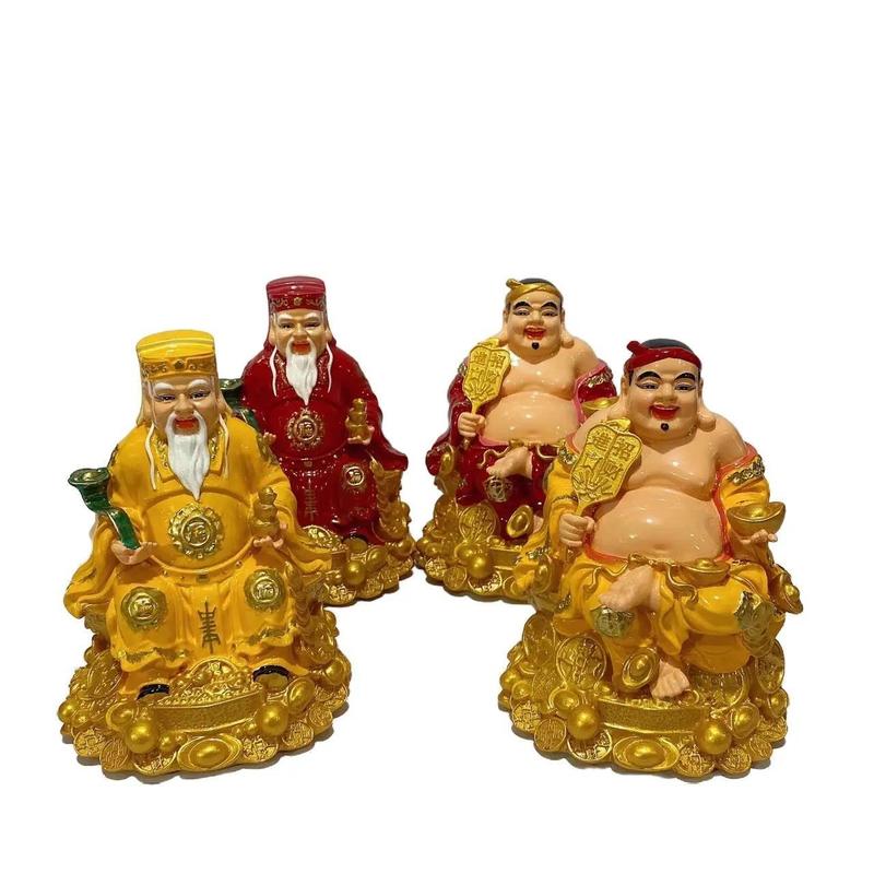 Bộ Tượng 2 Ông Thần Tài Và Thổ Địa Cao 14cm Ngồi Chéo Chân 0