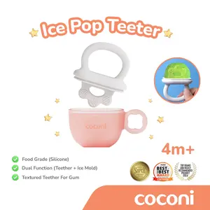 COCONI Ice Pop Teether – Teether + Cetakan Es Buah Bayi 2-in-1 | Food Grade Silicone, Aman untuk 4 Bulan+