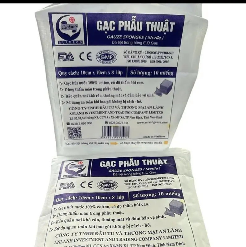 Combo 10 gói gạc phẫu thuật ( 100 MIẾNG) 10cmx10cmx8cm lớp , mềm mịn 2