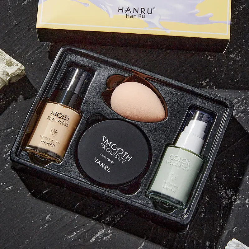 Base Makeup Makeup Set 4-Piece Set Complete Set Beginner Female Concealer Foundation Isolation Face Powder Light Makeup Cosmetic