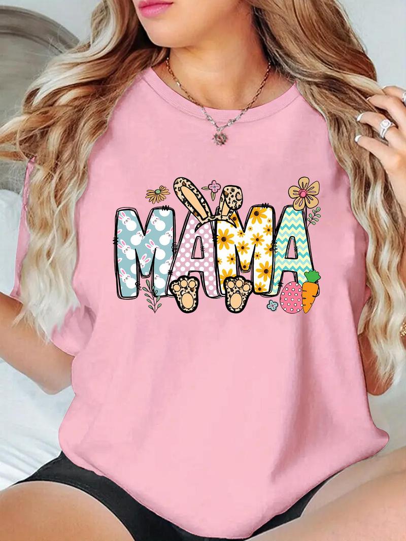 Product Introduction of Women's Letter Print Round Neck Tee, Fashion Casual Crew Neck T-shirt for Daily Holiday Vacation Outdoor Wear, Ladies Clothes for Summer 7