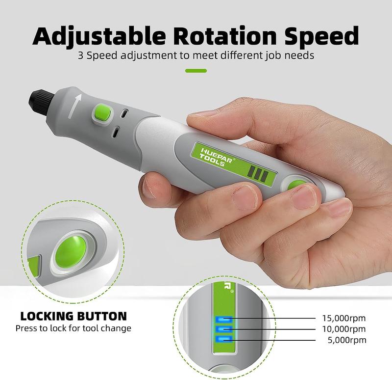 Product Introduction of Electric Drill Die Grinder Engraver Polisher with 4V Mini Cordless Rotary Tools Set Kit For Huepar tools RT4-basic 15000RPM 14