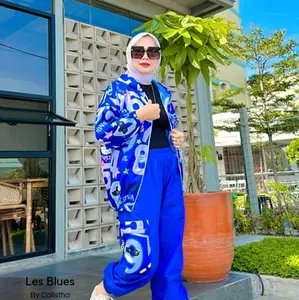 Calistha Setelan Jaket Les_Bluse Olahraga Birel & Celana Hoodie Jogger Katun Poplin Printing Full Comfortable & Easy Care Ready Stock