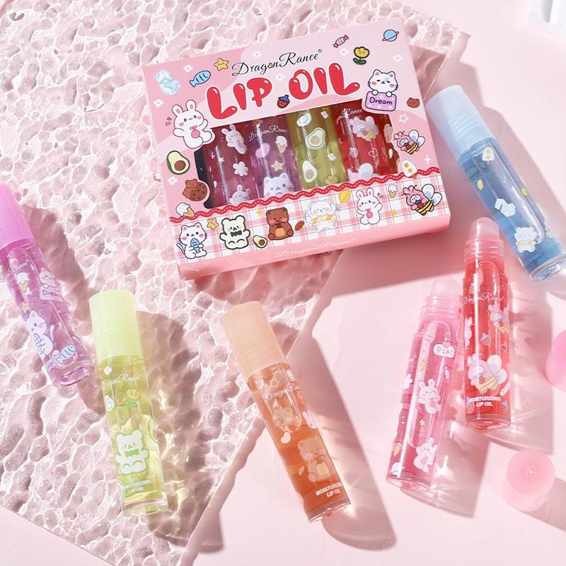 Product Introduction of Cute Cartoon Bear Pattern Lip Gloss with Box, 6 Counts Glossy Tinted Liquid Lip Plumper for Daily Makeup, Mirror Finish Hydrating Lip Oil for Girls & Women, Christmas Gift, Lipstick 39