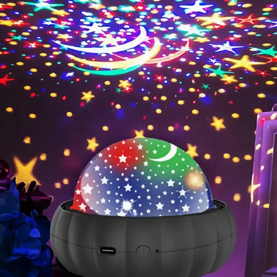Galaxy Projector Night Light, USB Powered 360° Rotatable LED Light, Decorative Novelty Lighting for Bedroom Decoration & Gift