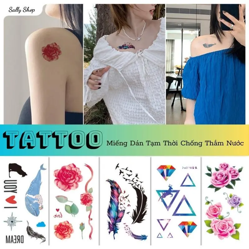 [Rẻ vô địch] Miếng dán hình xăm tạm thời, Với thiết kế siêu cute dành cho các bạn yêu tattoo - The Sally Shop