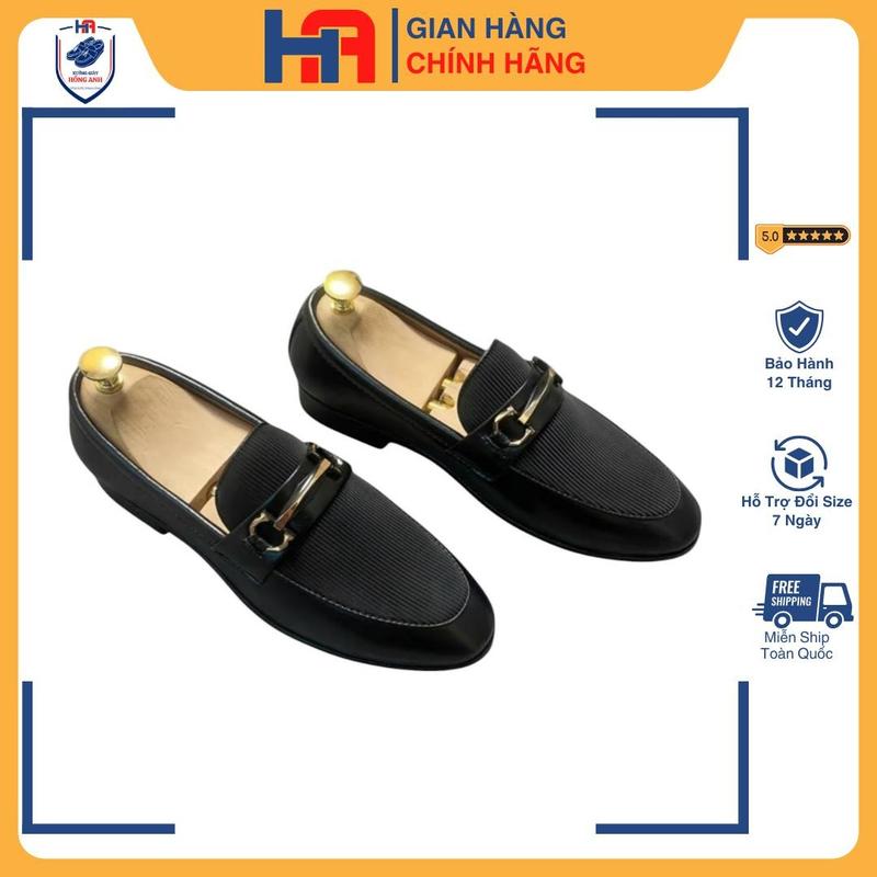 Giày Lười Nam Da Bò Họa Tiết Trẻ Trung, Nam Tính – Đế Cao Su Khâu Tay Thủ Công 1
