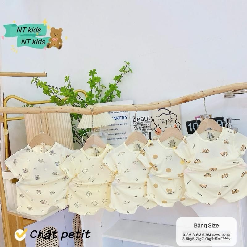 B08 vải đẹp Combo 3-4 bộ cộc tay thun lạnh pettit avaslew Cho bé 5-16kg hoạ tiết ngẫu nhiên