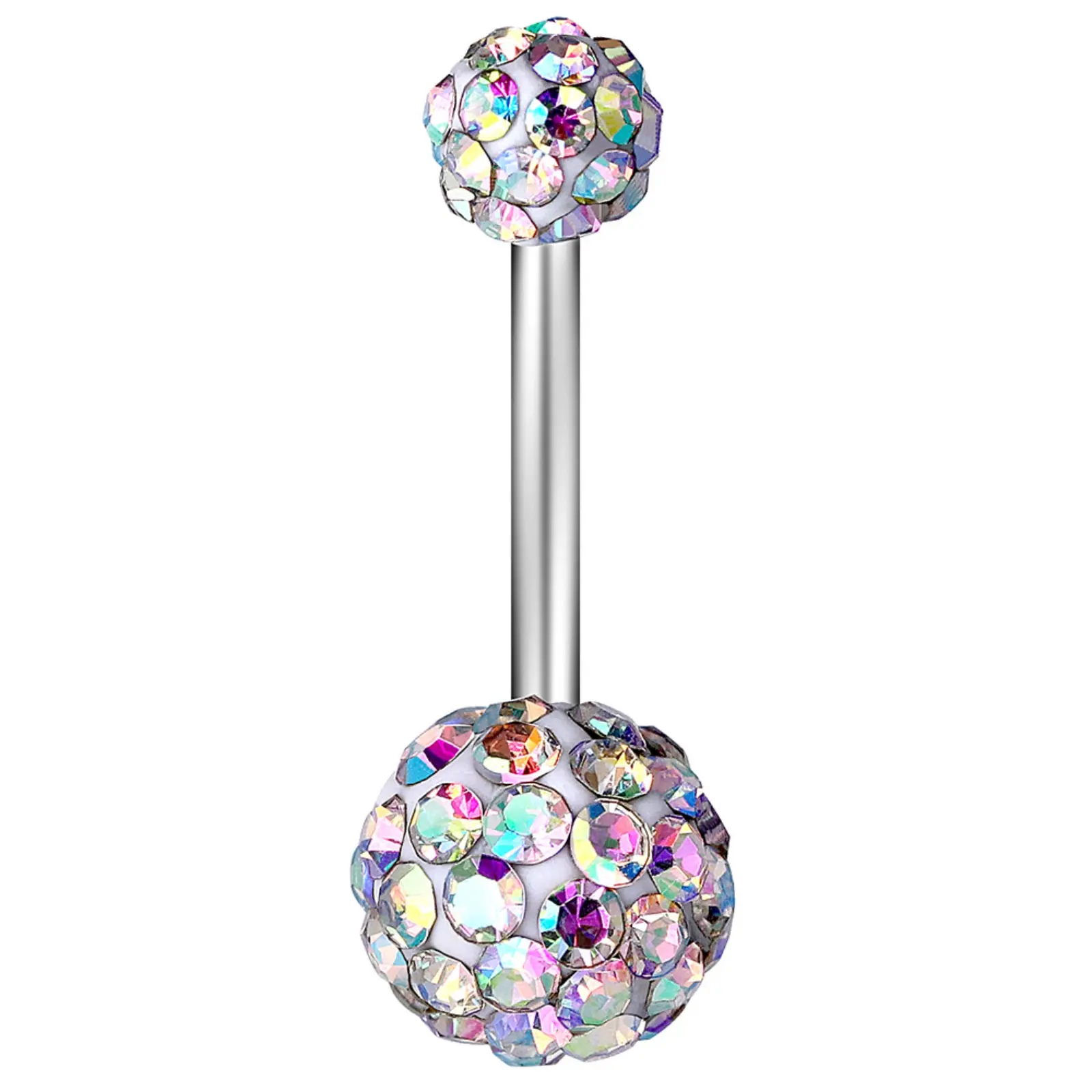 Stainless Steel Color Zirconia Belly Button Nail Round Flower Pendant Belly Button Ring Fashion Piercing Jewelry