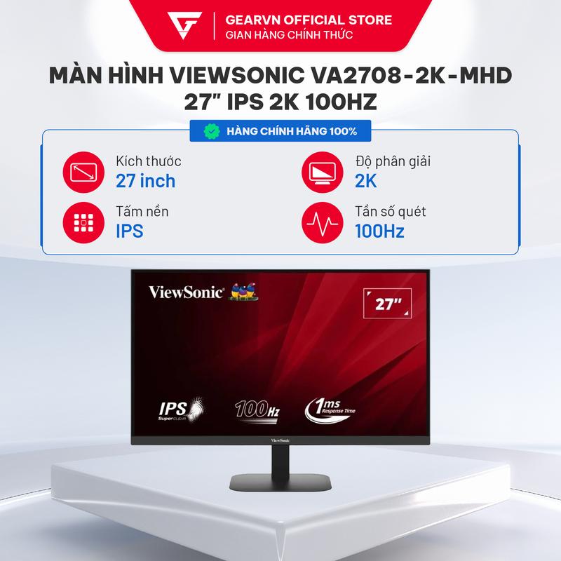 Màn hình văn phòng ViewSonic VA2708-2K-MHD 27 inch IPS 2K 100Hz 27 inch 2k 100HZ 111% SRGB 2 loa kép 2w
