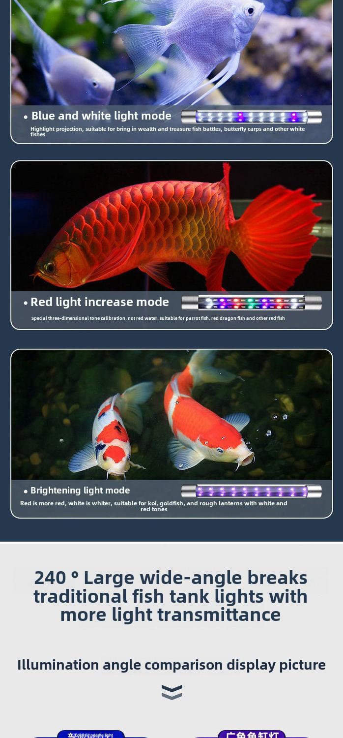 Product Introduction of Fish Tank Light LED Waterproof Lighting Aquarium Submersible Dragon Fish Light Super Bright Color Enhancing Small Tri-Color Fish Tank Light 2