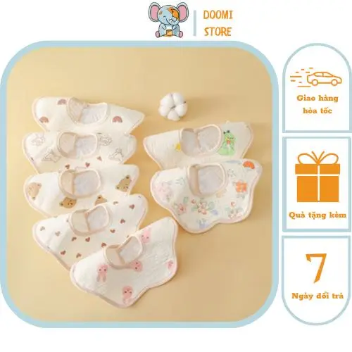 [Giá Hời][1 Cái] Yếm Xô Hoa Xô Muslin Chống Thấm Mềm Mịn Cho Bé Doomi Shop - HT555