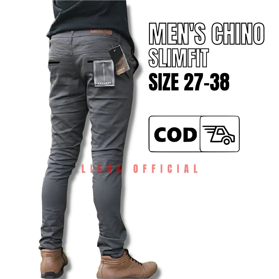 Celana Chino Panjang Pria Slimfit Stretch Elastis Melar Polos