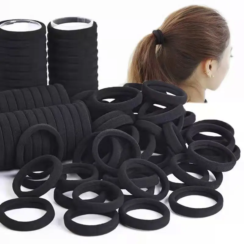 Vòng Khăn Mùa Đông, Băng Đô Đơn Giản, Dây Cao Su, Dây Buộc Tóc Nữ Độ Đàn Hồi Cao, Bền, Màu Đen