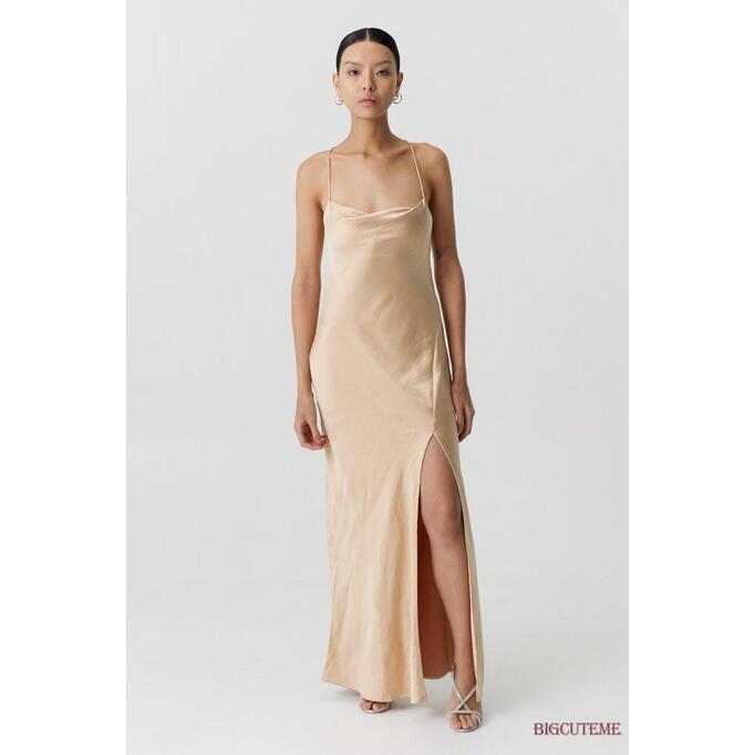 Product Introduction of Women Satin Backless Split Slip Long Dress for Party Solid Color 13