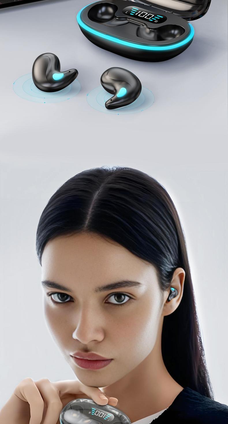 【COD】New model X55 Headset Tidur Suara Stereo Level HiFi, Tahan Air iPX5, Mikrofon Internal, ENC Noise Reduction Layar Digital Cerdas Kontrol Sentuh untuk iPhone dan Android Tws Bluetooth