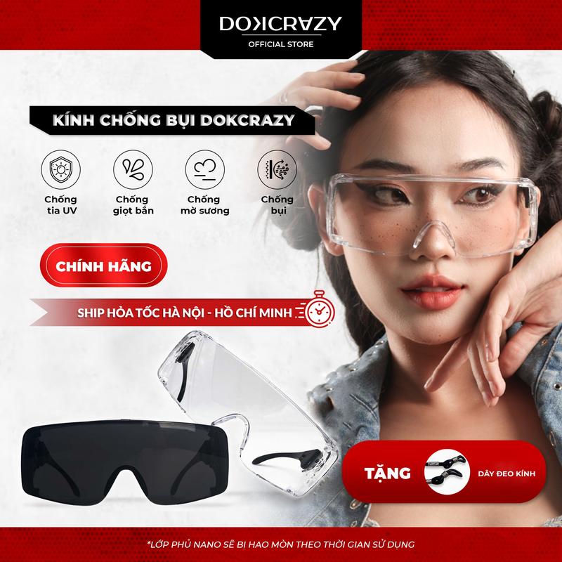 KÍNH CHỐNG BỤI ĐI ĐƯỜNG DOKCRAZY FOGLY CẢN GIÓ, CHO NGƯỜI ĐI XE ĐẠP, XE MÁY, CHỐNG UV400, CHỐNG MỜ HƠI, UNISEX, ĐI BAN NGÀY, BAN ĐÊM