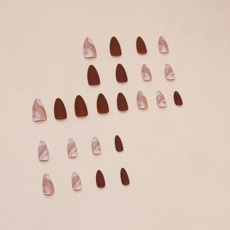 Line Pattern Long Fake Nail, 24pcs Press on False Nail for Women & Girls, Removable Nail Art Artificial Full Cover, Women Girls DIY Manicure, Christmas Gift 3