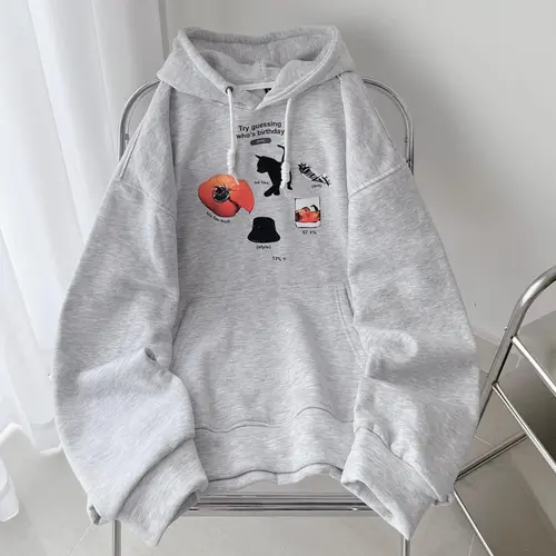 Áo Hoodie nỉ in "Try guessing" / form rộng unisex (Ảnh shop tự chụp)