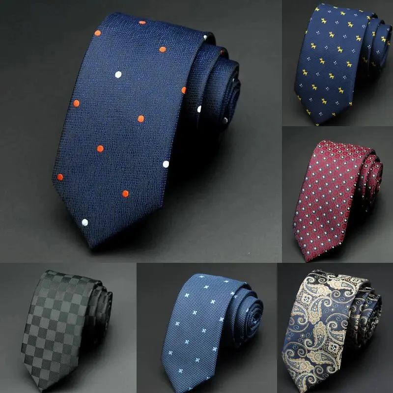 GUSLESON 1200 Needles 6cm Mens Ties New Man Fashion Dot Neckties Corbatas Gravata Jacquard Slim Tie Business Green Tie For Men