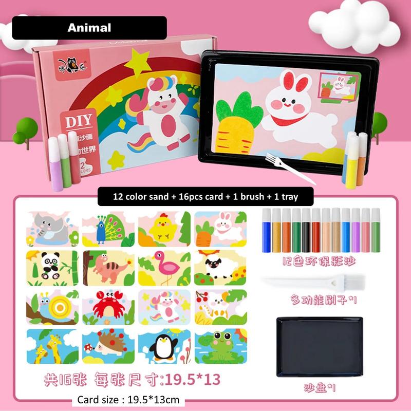 Product Introduction of TT27 Kids Colorful DIY Sand Painting Sand Art Cards Educational toys Art & Craft Creative toys for childrens boy & girls Children's the Color Sand Psinting 3
