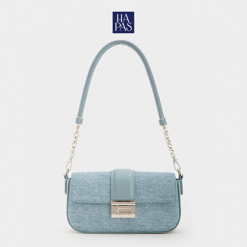 Túi Xách Nữ HAPAS Đai Ngang C Chic Cao Cấp Chính Hãng Đeo Vai Đơn Giản Size 21 Màu Jean - TDV23056 Jean Bag Lady Chain Đeo Chéo
