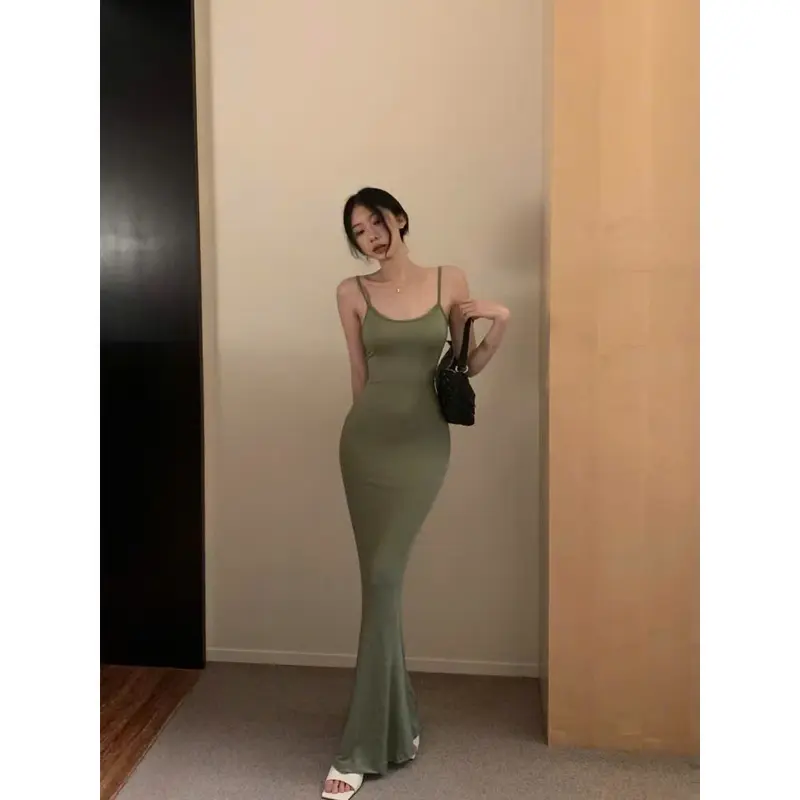 D151 [SALE] Đầm body gân trung co giãn mạnh dáng dài đuôi cá Dress 0