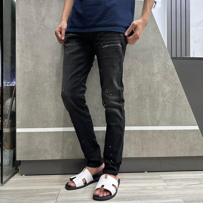  Quần jean bò purple trơn vẩy sơn 4 cúc 