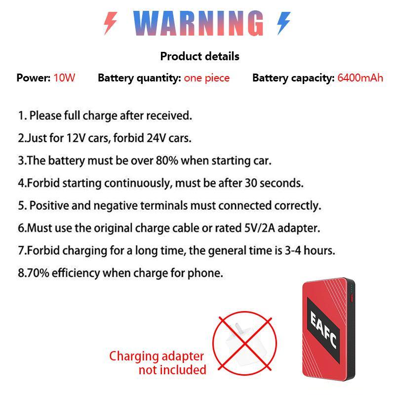 Product Introduction of 12V Car Emergency Starter, Portable Emergency Start Charger, Car Booster Battery Starting Device with Smart Clip, Car Battery Repair Tool 2