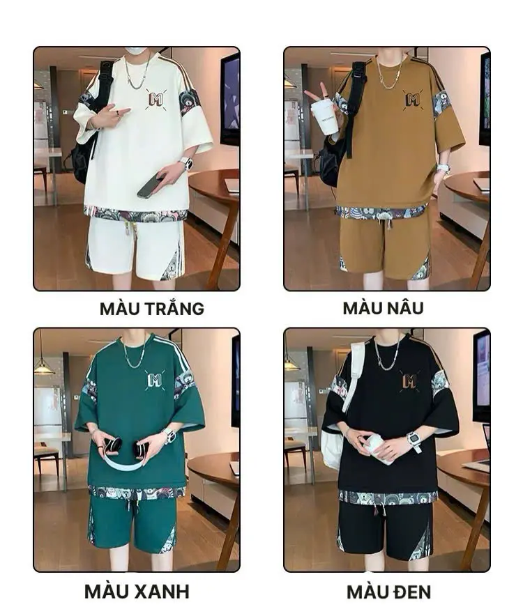 AT07:Bộ đồ thể thao cộc tay logo thêu,chất liệu tổ ong mắt chim họa tiết phối gấu phong cách Hồng Kông 2025