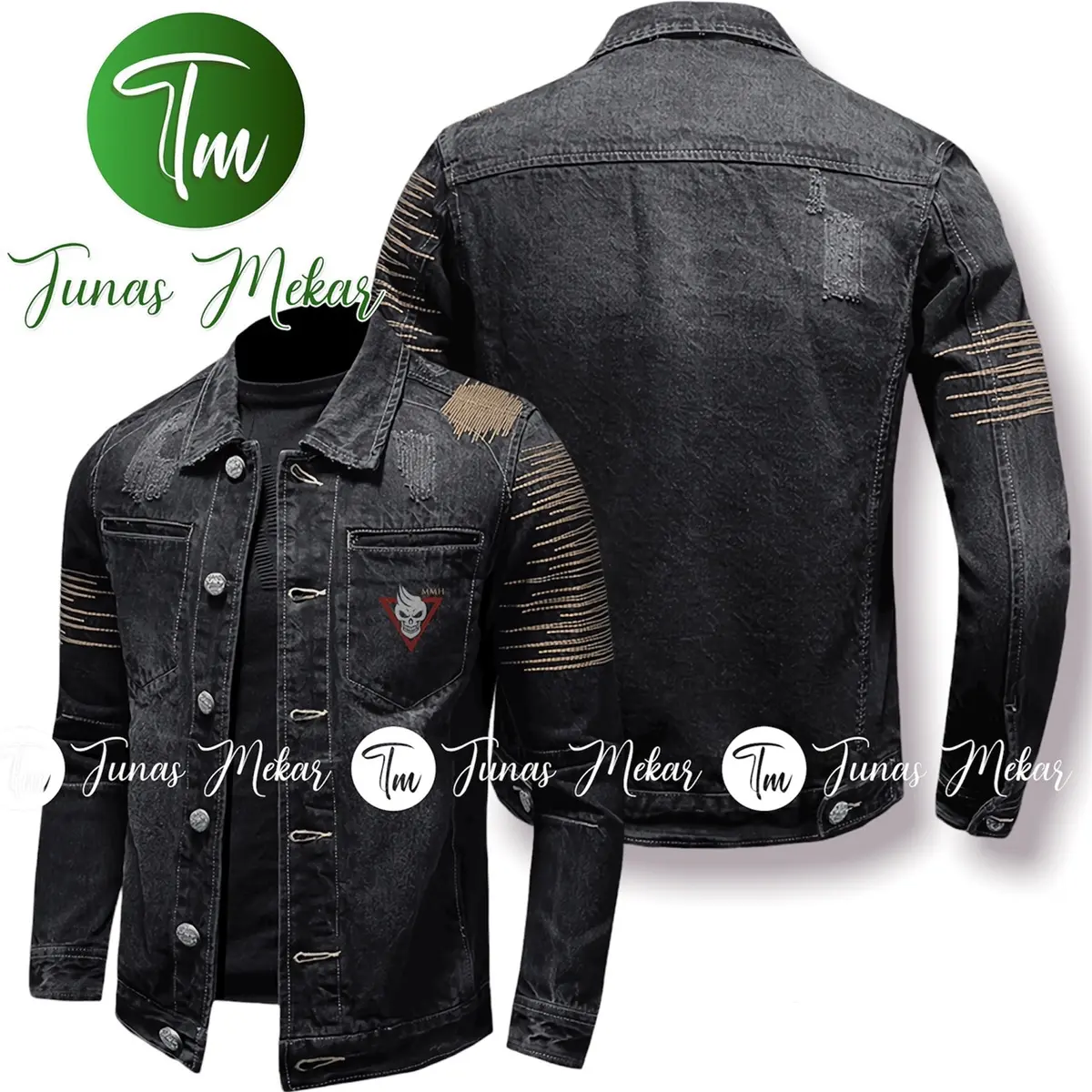 Jaket Jeans Snow Balck Zigzag