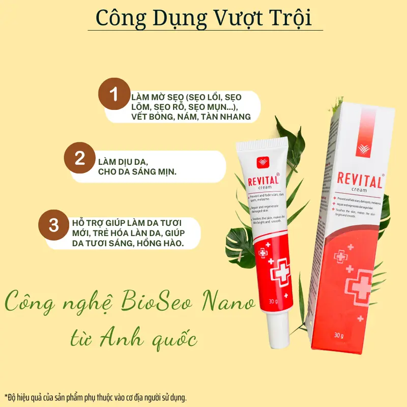 Kem Mờ Sẹo REVITAL 30g, Hỗ Trợ Làm Mờ Sẹo, Thâm, Nám, Giúp Dịu Da Cho Làn Da Sáng Mịn, Hồng Hào 2