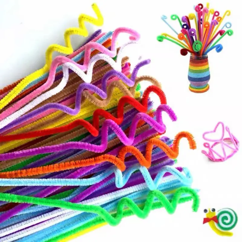 (100pcs) ลวดกำมะหยี่ DIY แยกสี สร้างสรรค์งานประดิษฐ์ต่างๆ สำหรับงานฝีมือ สีสันสดใส